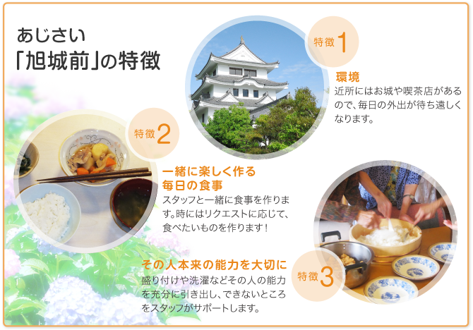 「あじさい 旭城前」の特徴